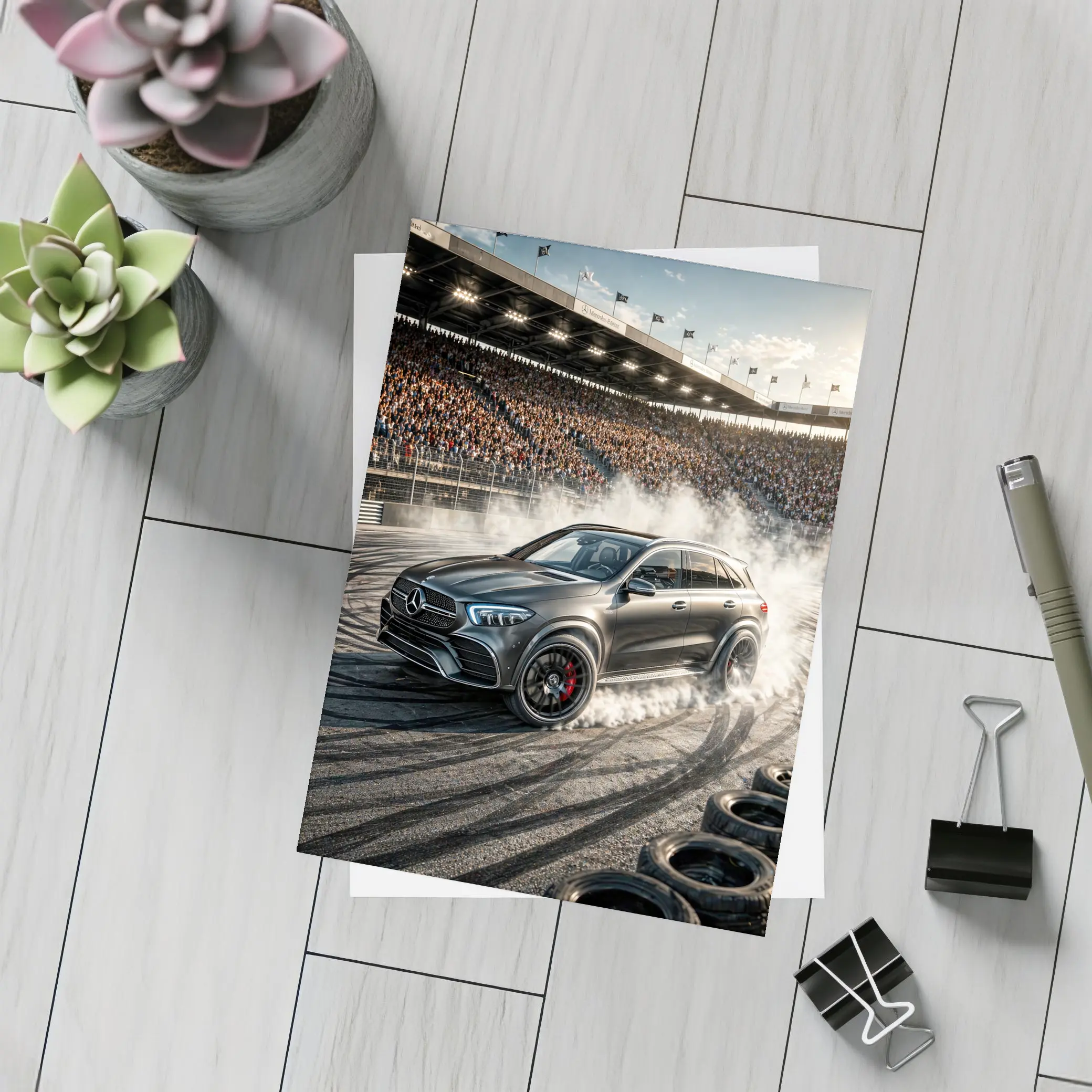 Mercedes GLE AMG Burnout Packed Stadium Track – Postcards