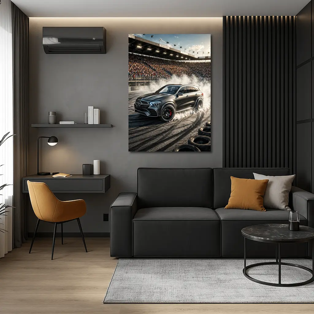 Mercedes GLE AMG Burnout Packed Stadium Track – Wall Art