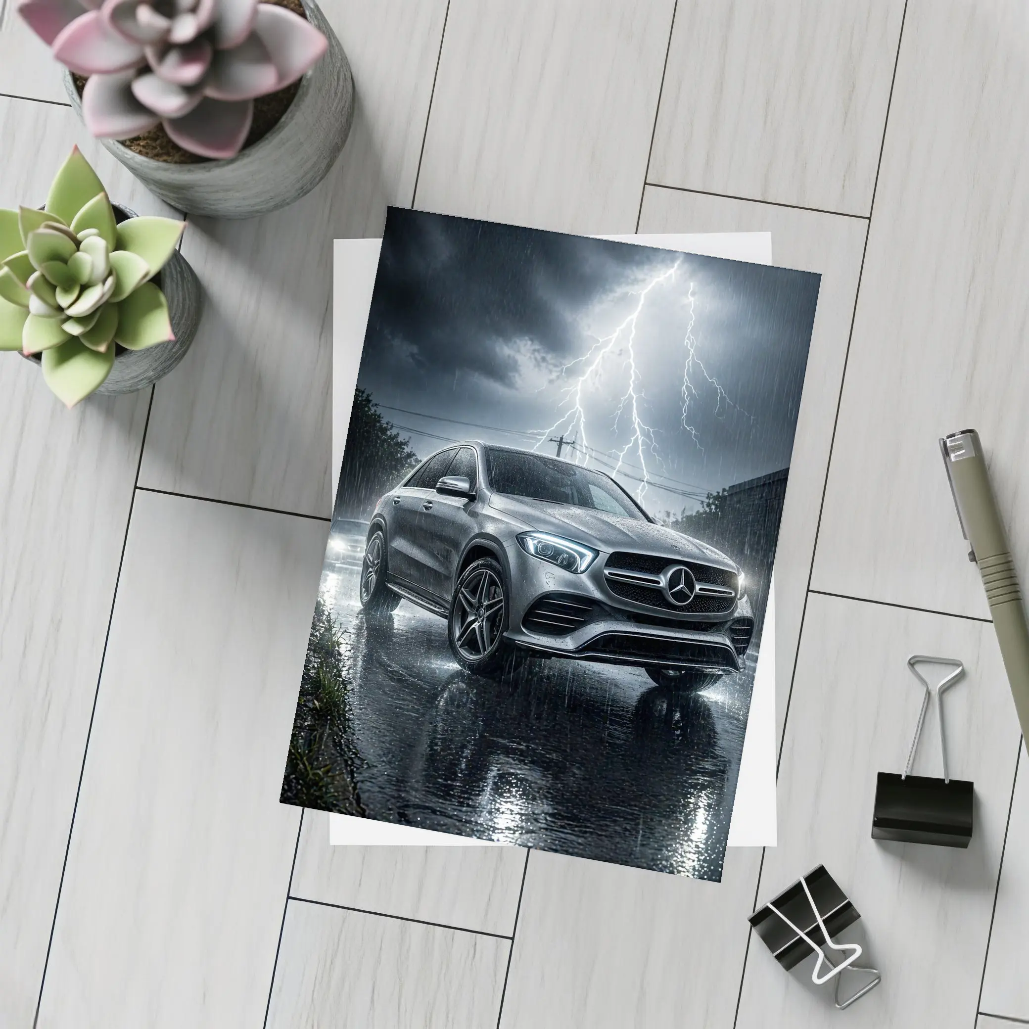 Mercedes Benz GLE Storm Lightning Rain – Postcards