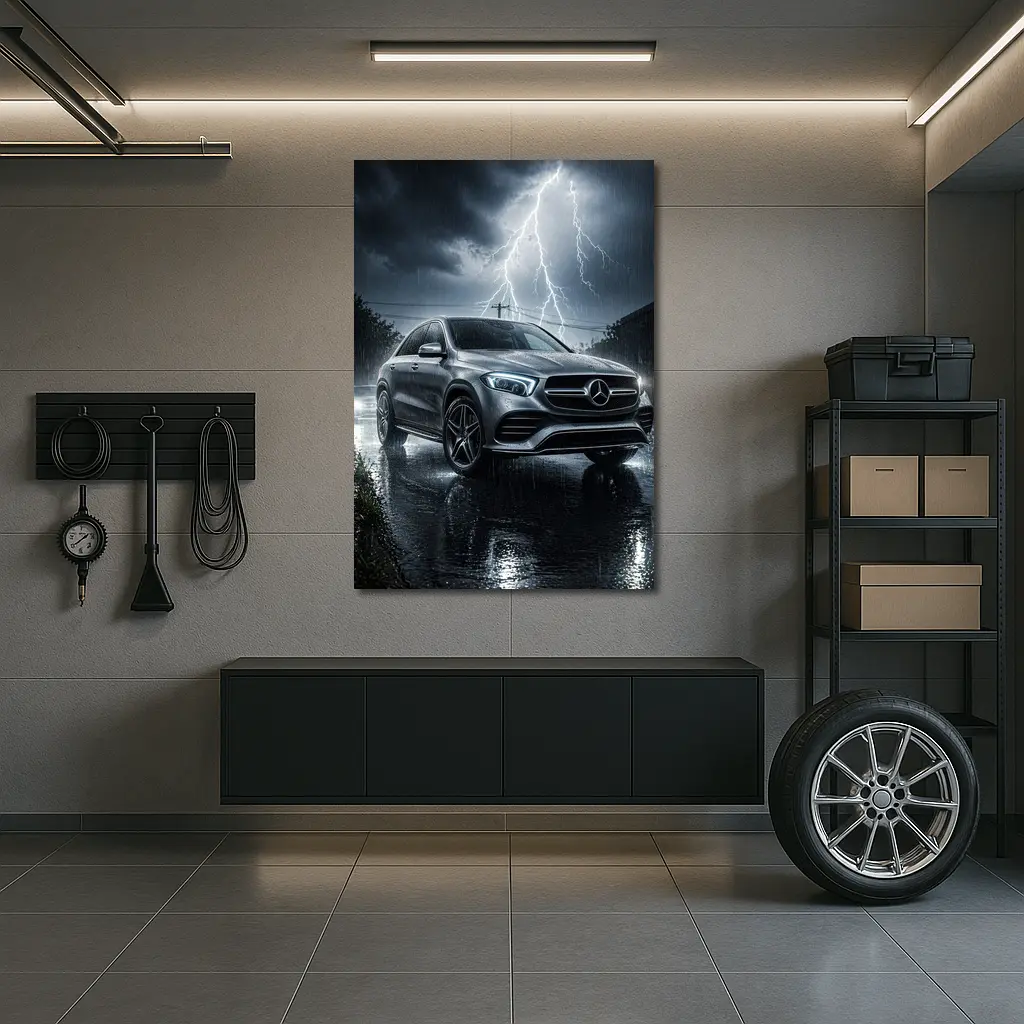 Mercedes Benz GLE Storm Lightning Rain – Wall Art