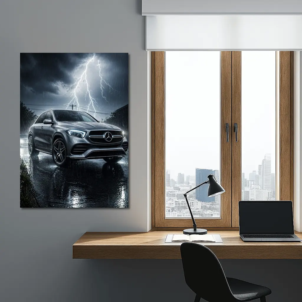 Mercedes Benz GLE Storm Lightning Rain – Wall Art