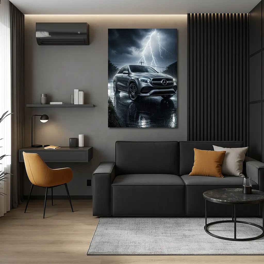 Mercedes Benz GLE Storm Lightning Rain – Wall Art