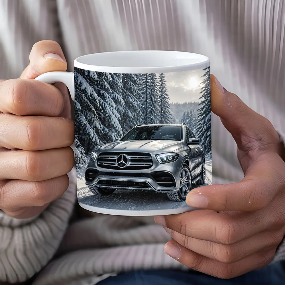 Mercedes Benz GLE SUV Snowy Forest Road – Mugs