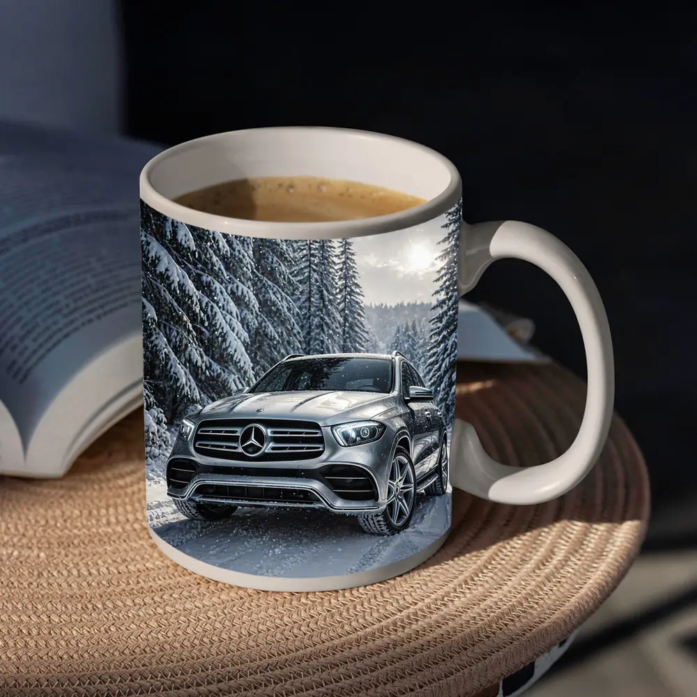 Mercedes Benz GLE SUV Snowy Forest Road – Mugs