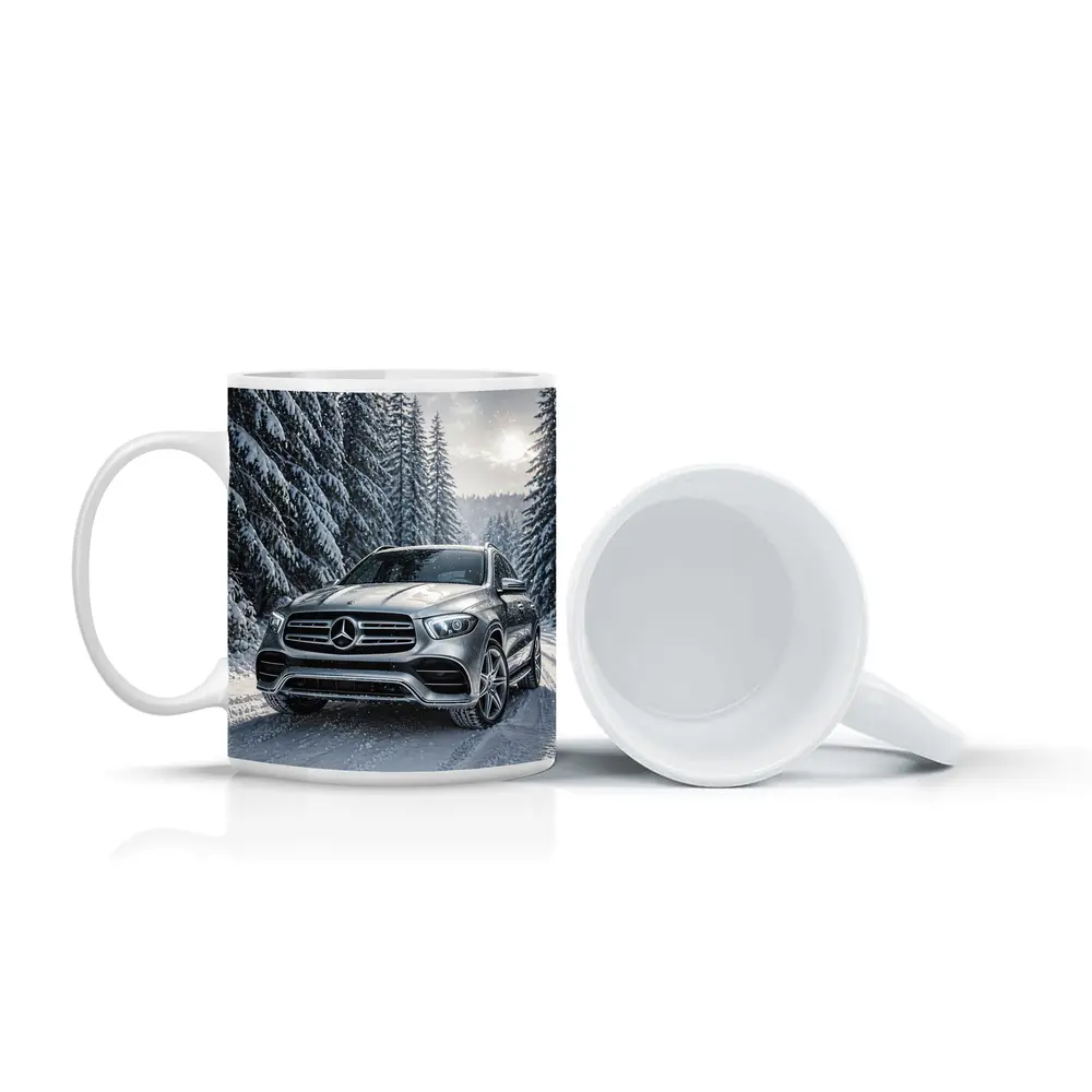 Mercedes Benz GLE SUV Snowy Forest Road – Mugs