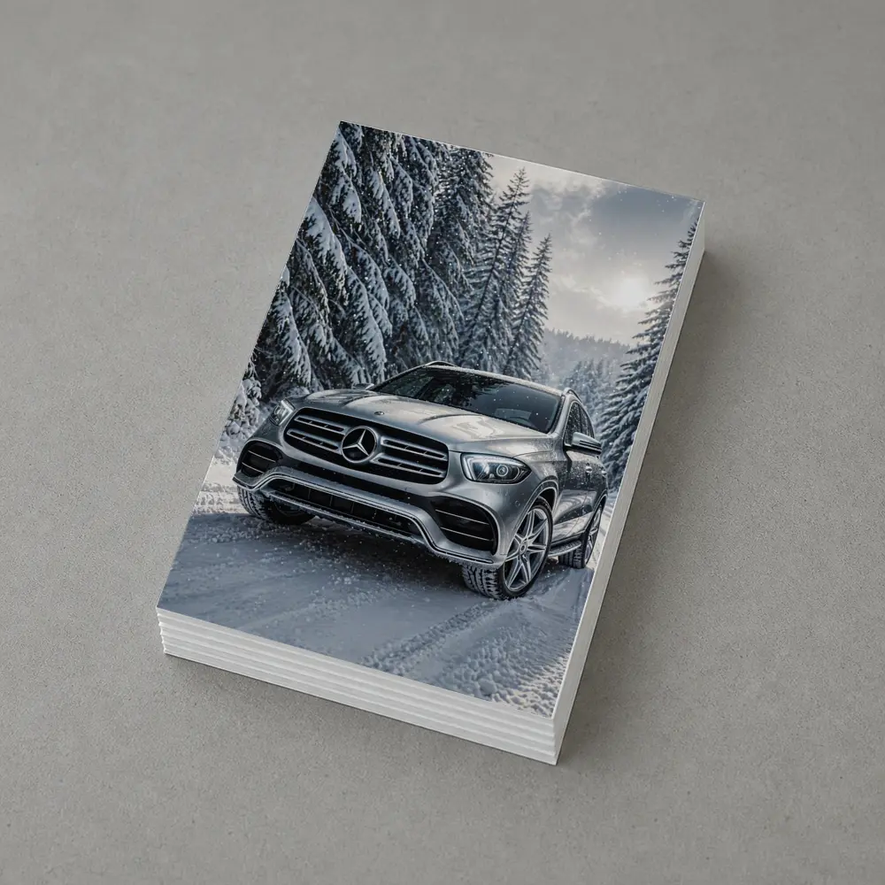 Mercedes Benz GLE SUV Snowy Forest Road – Postcards