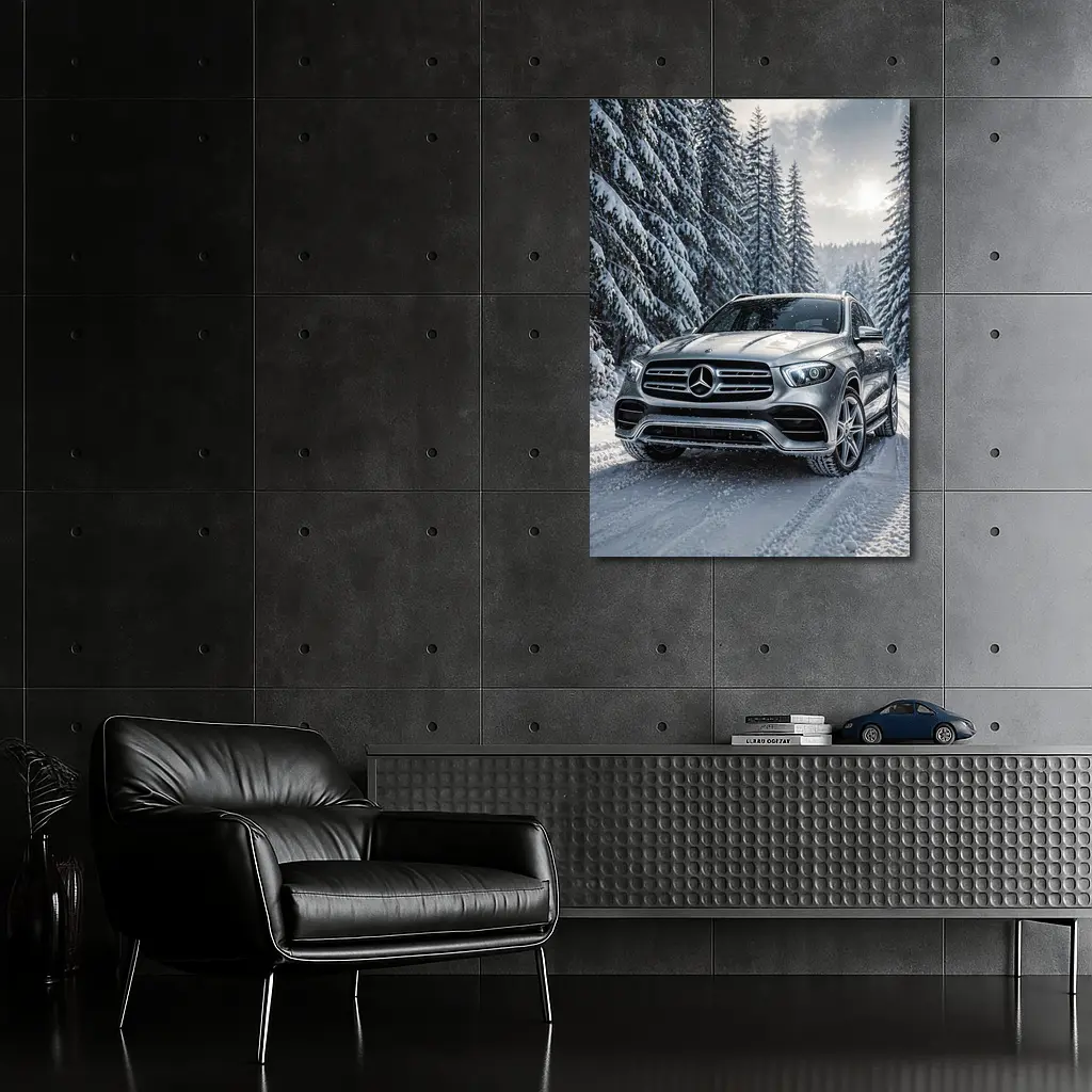 Mercedes Benz GLE SUV Snowy Forest Road – Wall Art