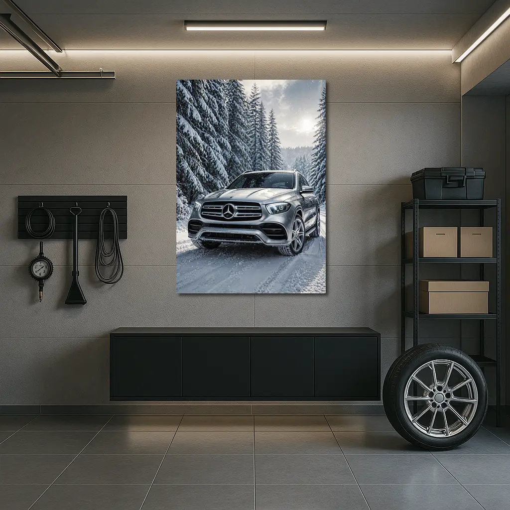 Mercedes Benz GLE SUV Snowy Forest Road – Wall Art