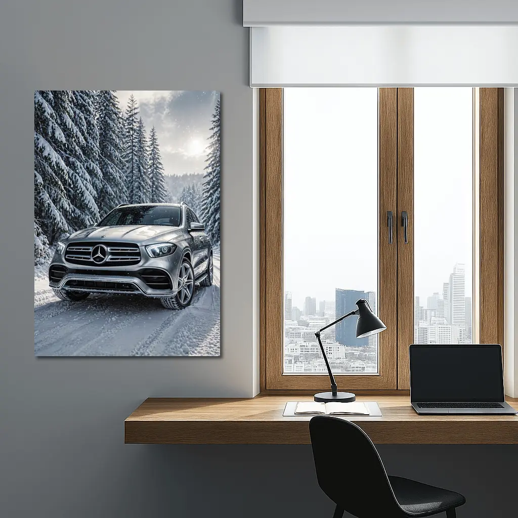 Mercedes Benz GLE SUV Snowy Forest Road – Wall Art