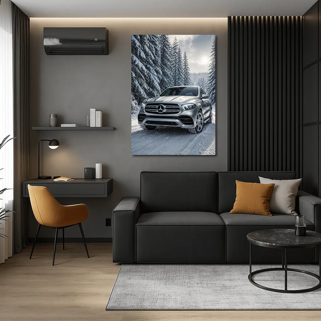 Mercedes Benz GLE SUV Snowy Forest Road – Wall Art