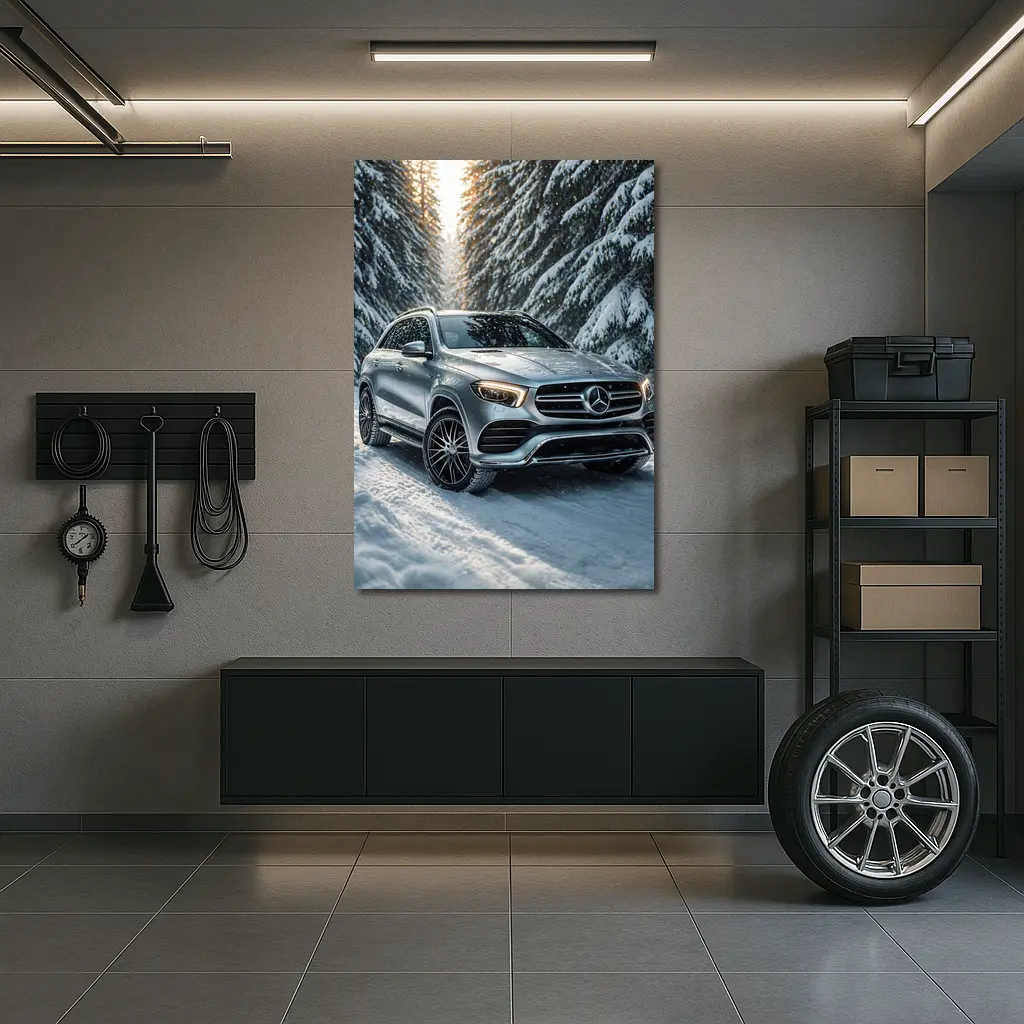Mercedes Benz GLE Silver Snow Forest – Wall Art