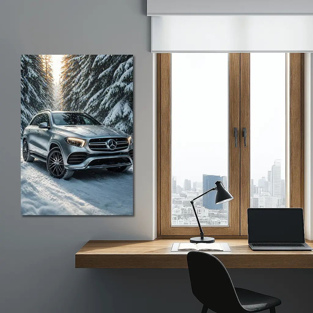 Mercedes Benz GLE Silver Snow Forest – Wall Art