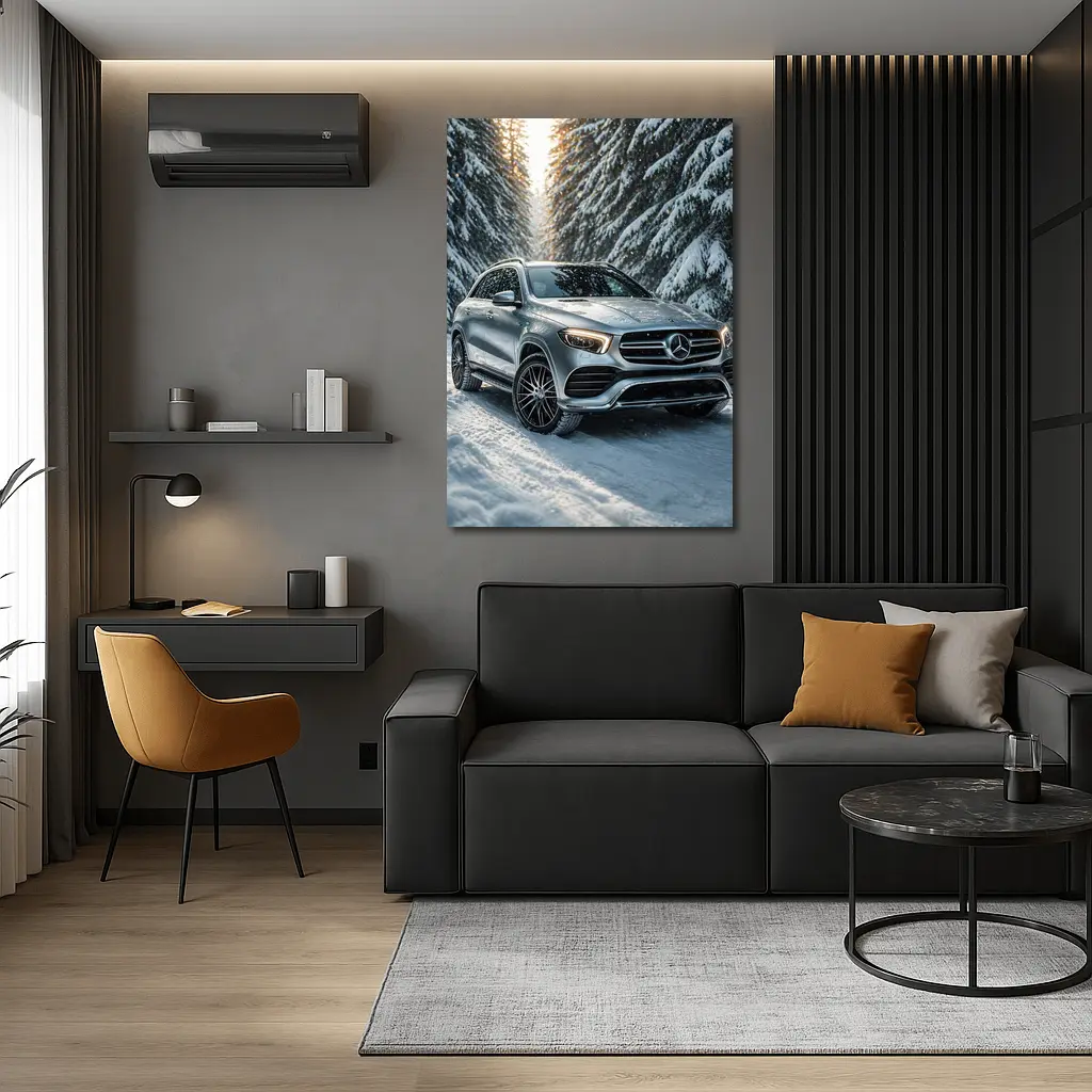 Mercedes Benz GLE Silver Snow Forest – Wall Art