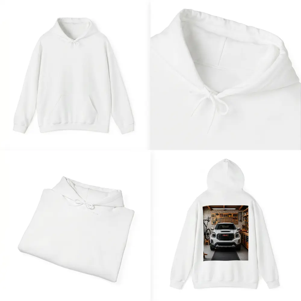 GMC Terrain White SUV in Garage – Hoodies