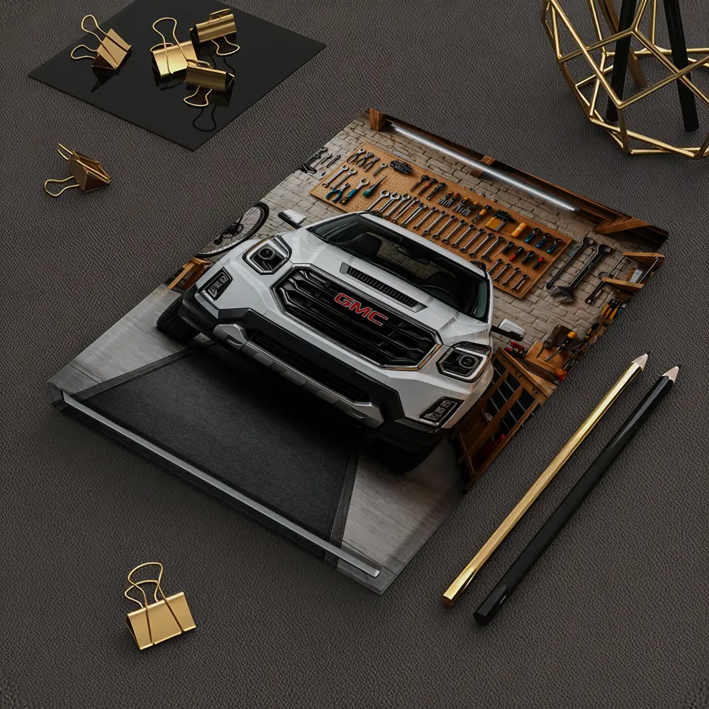 GMC Terrain White SUV in Garage – Notebooks