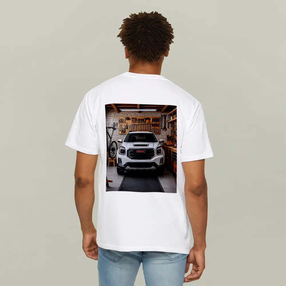GMC Terrain White SUV in Garage – T-Shirts