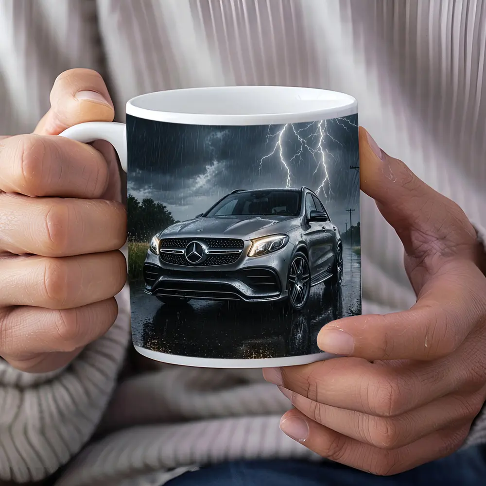 Mercedes GLE SUV in Thunderstorm Rain – Mugs