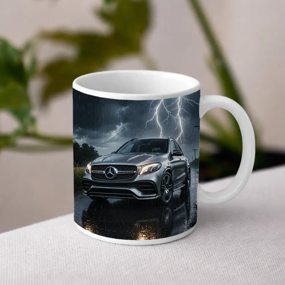 Mercedes GLE SUV in Thunderstorm Rain – Mugs