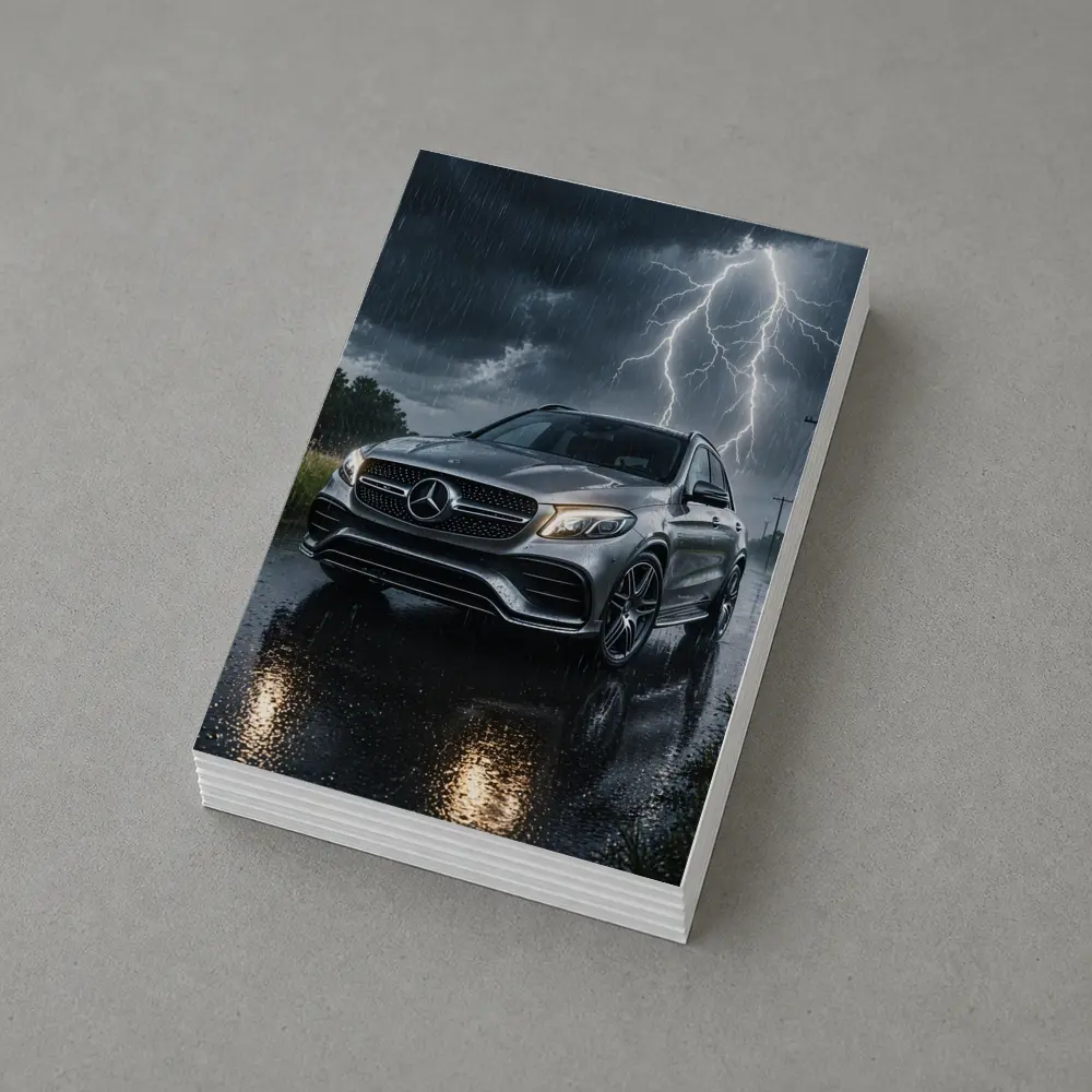 Mercedes GLE SUV in Thunderstorm Rain – Postcards