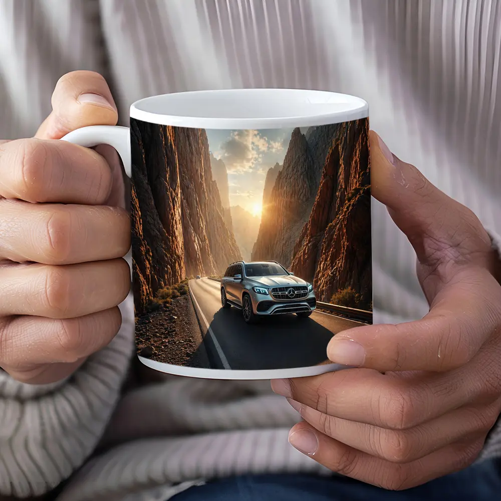 Mercedes GLS SUV Driving Through Rocky Canyon – Mugs
