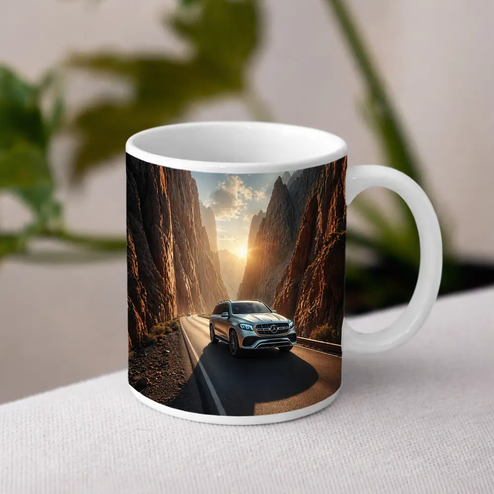 Mercedes GLS SUV Driving Through Rocky Canyon – Mugs