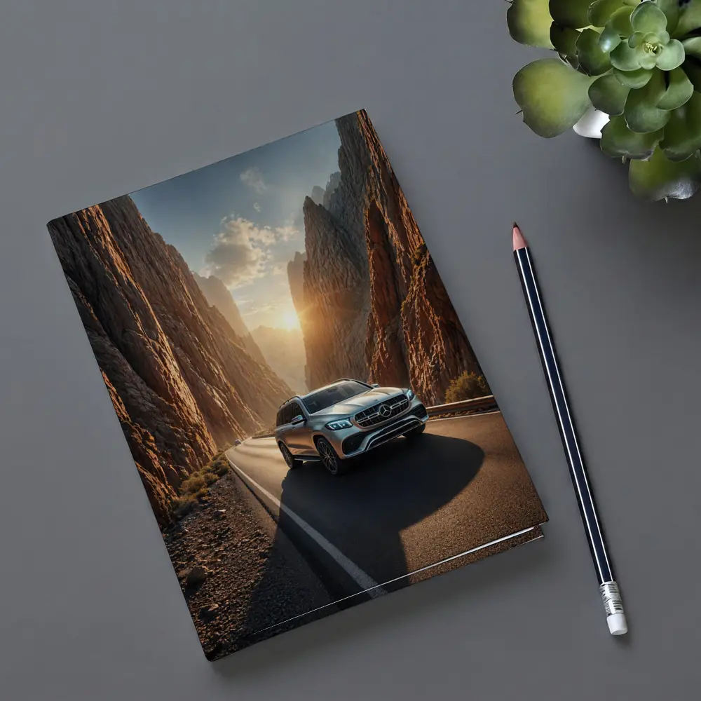 Mercedes GLS SUV Driving Through Rocky Canyon – Notebooks