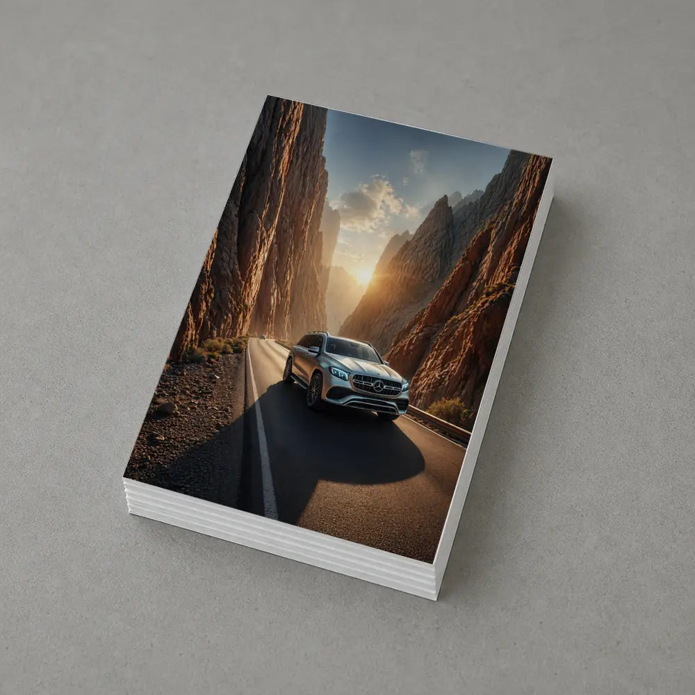Mercedes GLS SUV Driving Through Rocky Canyon – Postcards