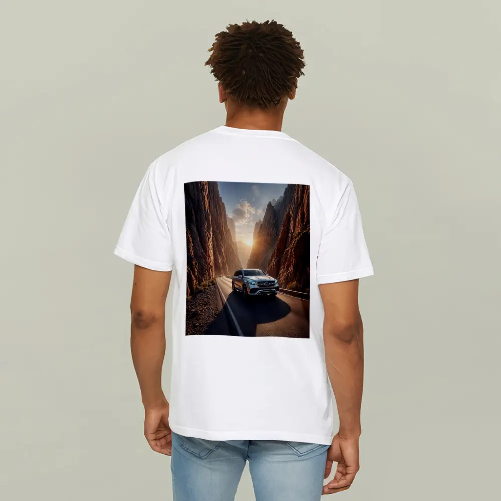 Mercedes GLS SUV Driving Through Rocky Canyon – T-Shirts
