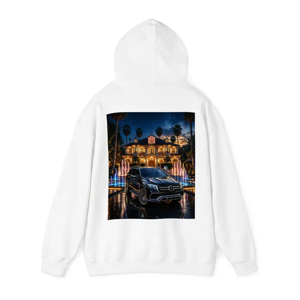 Mercedes GLS Black SUV Luxury Mansion Night – Hoodies