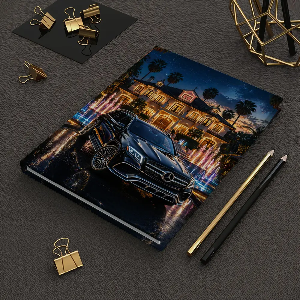 Mercedes GLS Black SUV Luxury Mansion Night – Notebooks