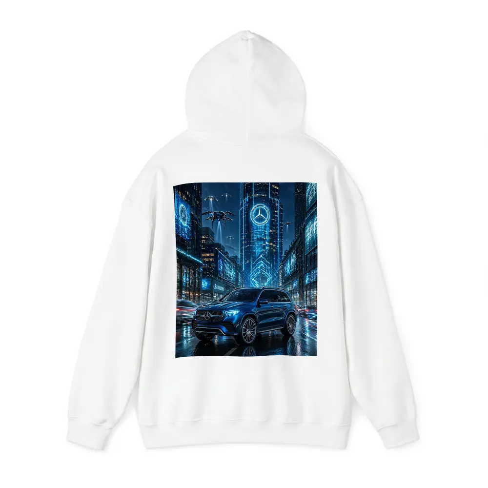 Mercedes GLE Blue Neon Futuristic City Night – Hoodies