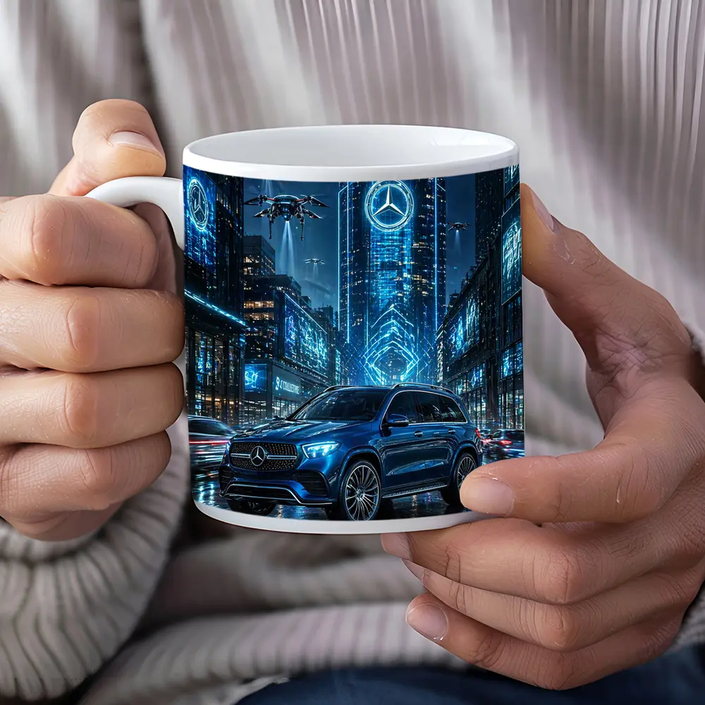 Mercedes GLE Blue Neon Futuristic City Night – Mugs