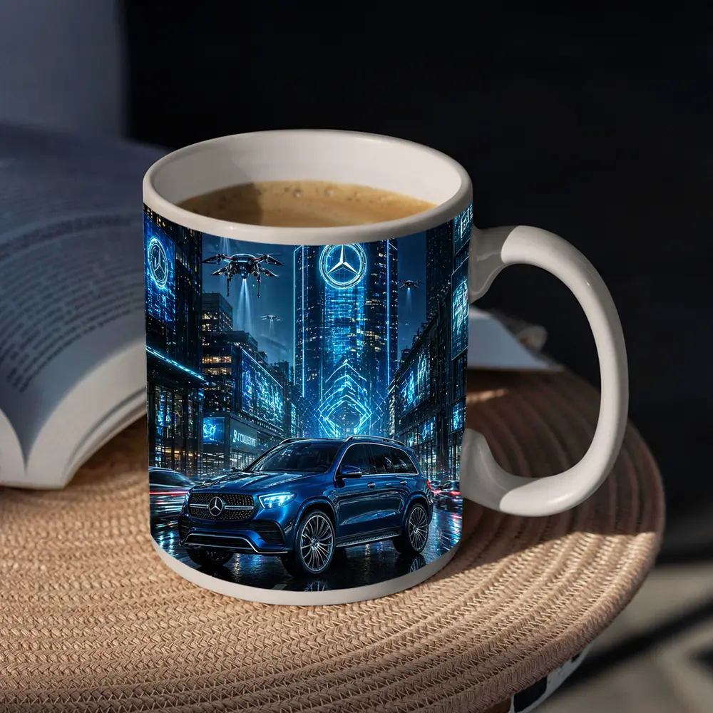 Mercedes GLE Blue Neon Futuristic City Night – Mugs