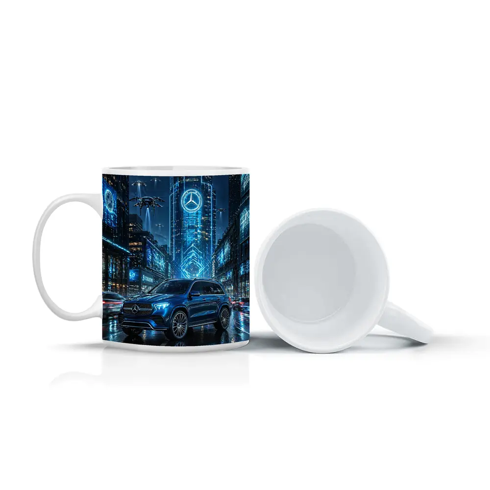 Mercedes GLE Blue Neon Futuristic City Night – Mugs