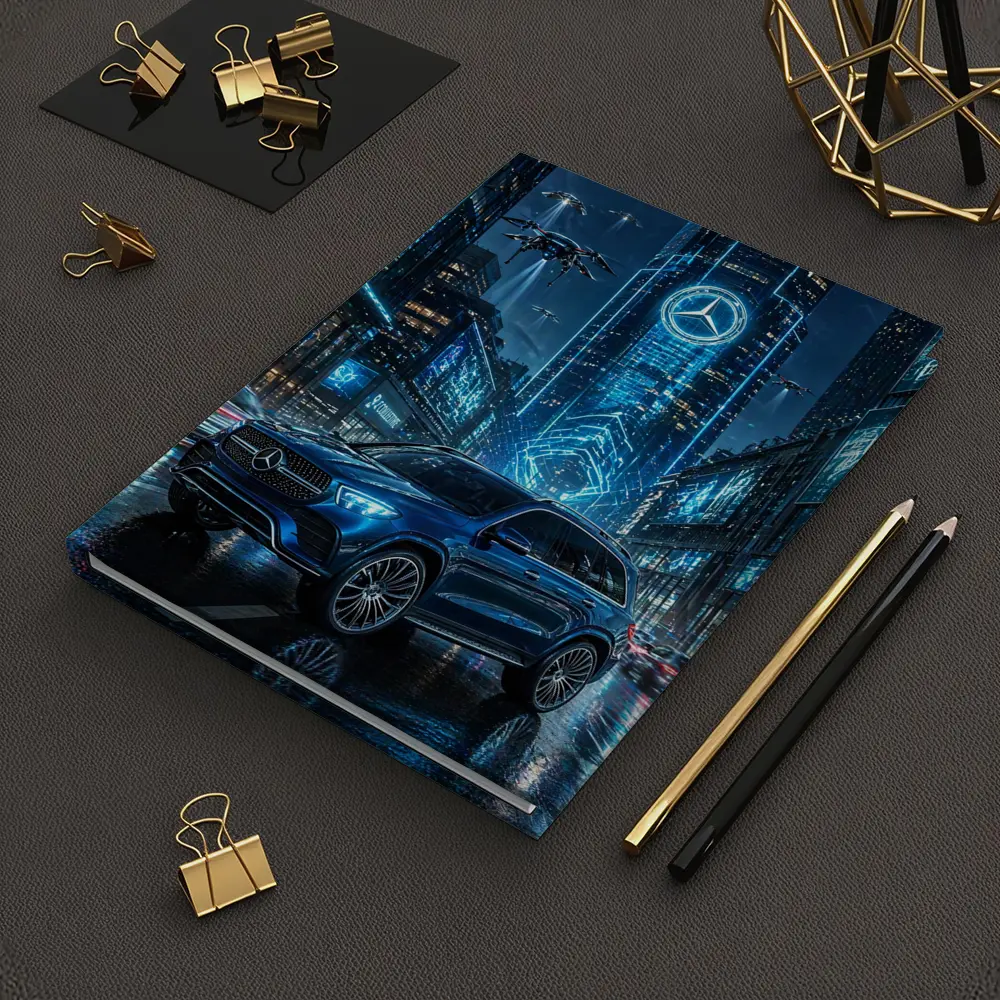 Mercedes GLE Blue Neon Futuristic City Night – Notebooks