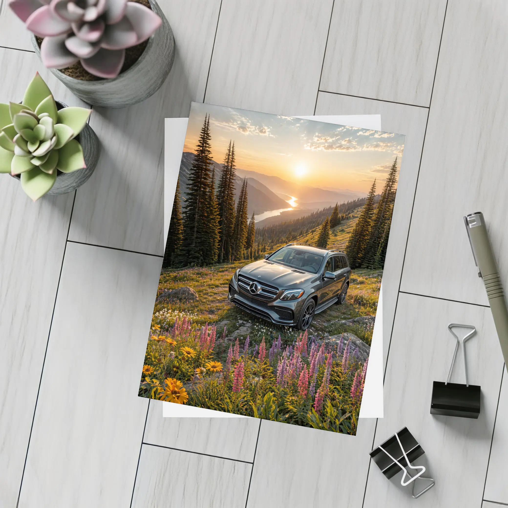 Mercedes Benz GLS Mountain Wildflower Sunset – Postcards