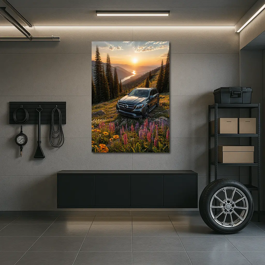 Mercedes Benz GLS Mountain Wildflower Sunset – Wall Art