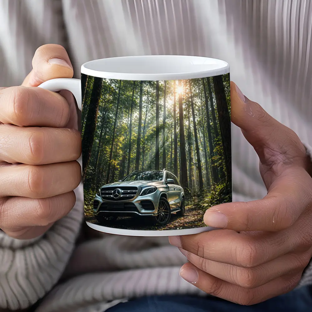 Mercedes Benz GLS Silver SUV Forest Light – Mugs