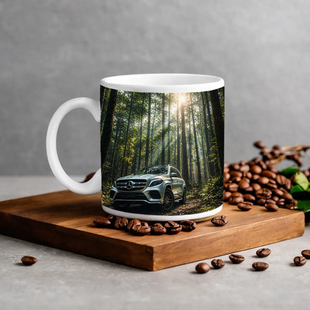 Mercedes Benz GLS Silver SUV Forest Light – Mugs