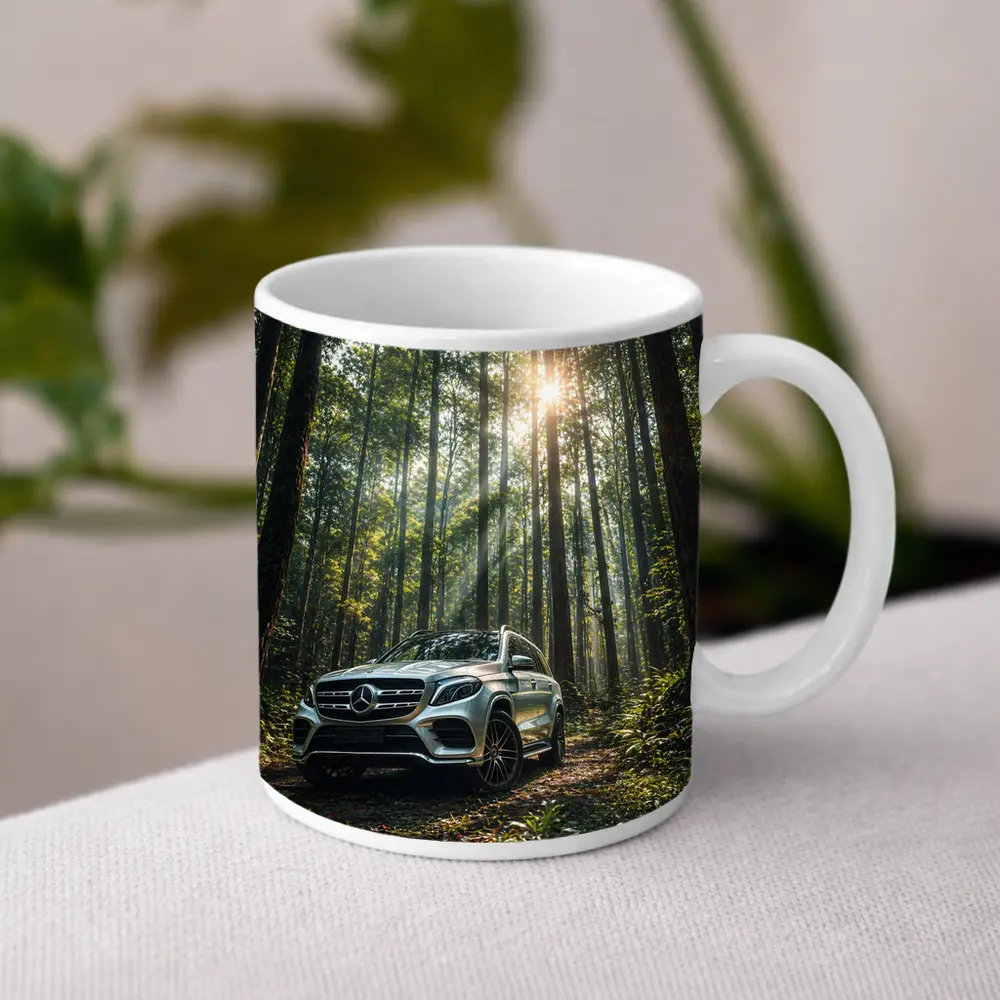 Mercedes Benz GLS Silver SUV Forest Light – Mugs