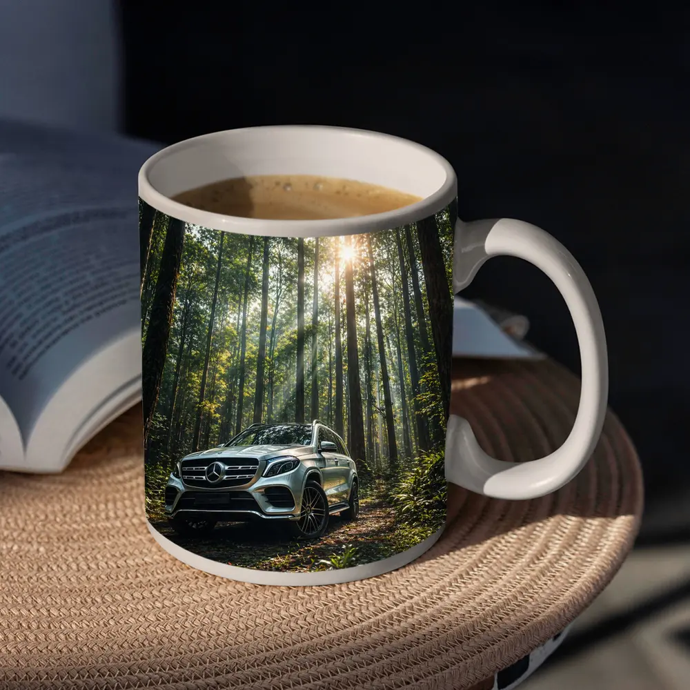 Mercedes Benz GLS Silver SUV Forest Light – Mugs