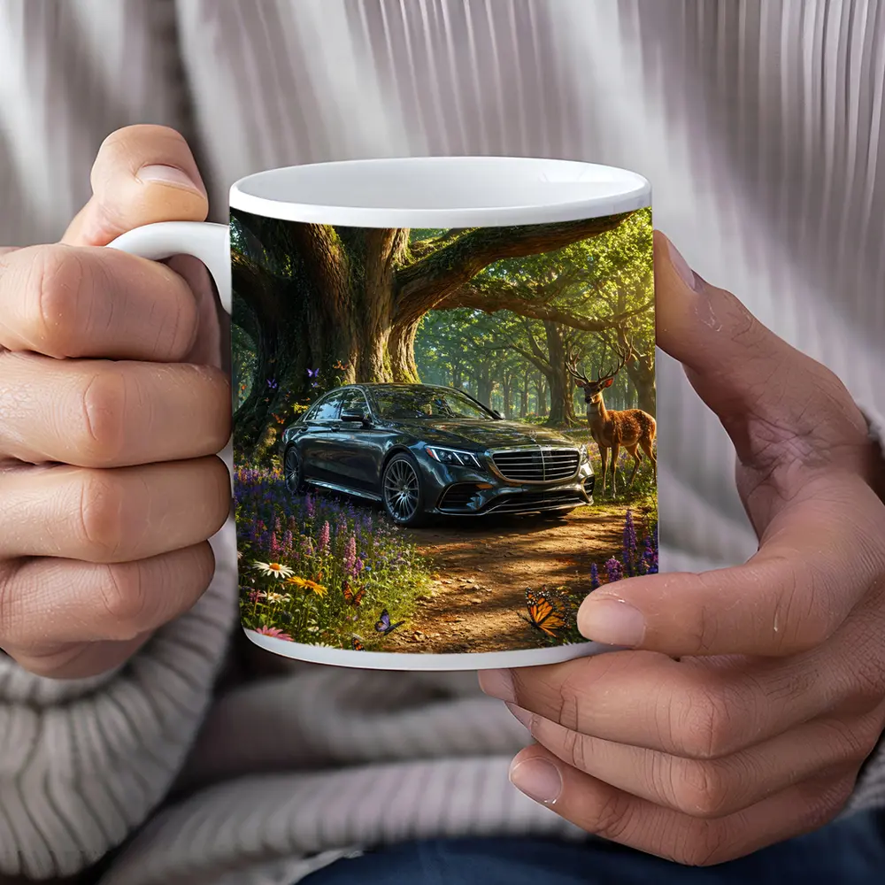 Mercedes S Class Parked In Enchanted Forest – Mugs