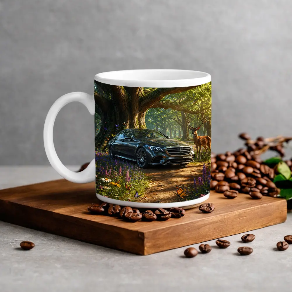 Mercedes S Class Parked In Enchanted Forest – Mugs
