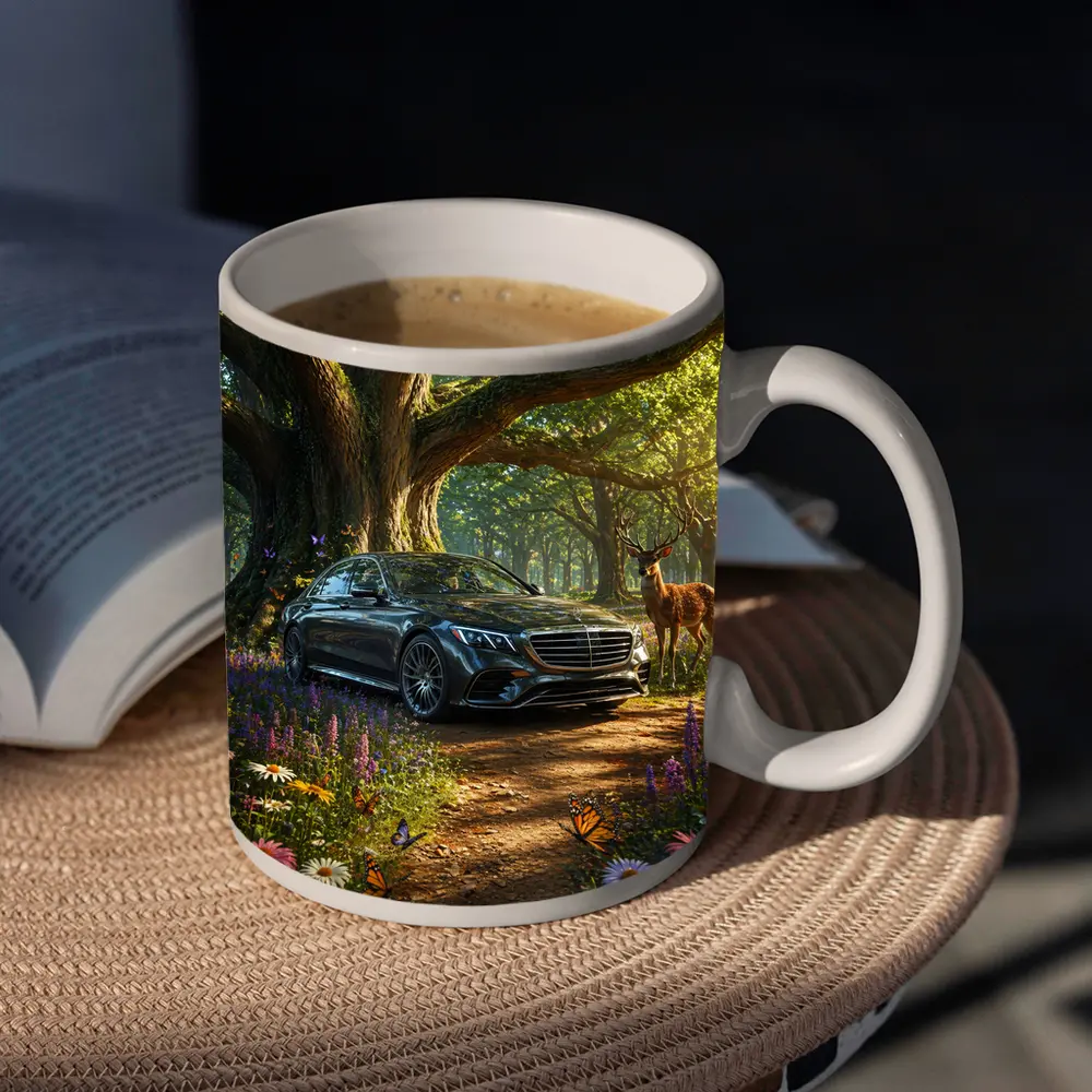 Mercedes S Class Parked In Enchanted Forest – Mugs