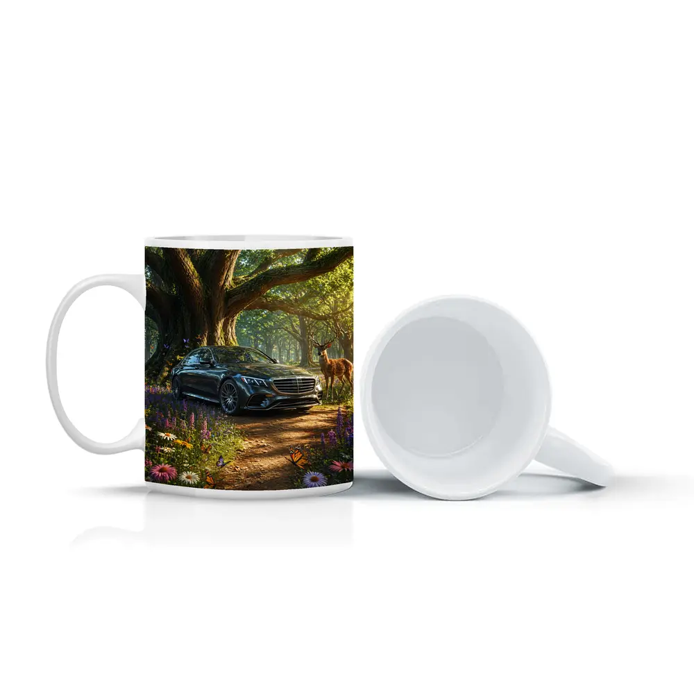 Mercedes S Class Parked In Enchanted Forest – Mugs