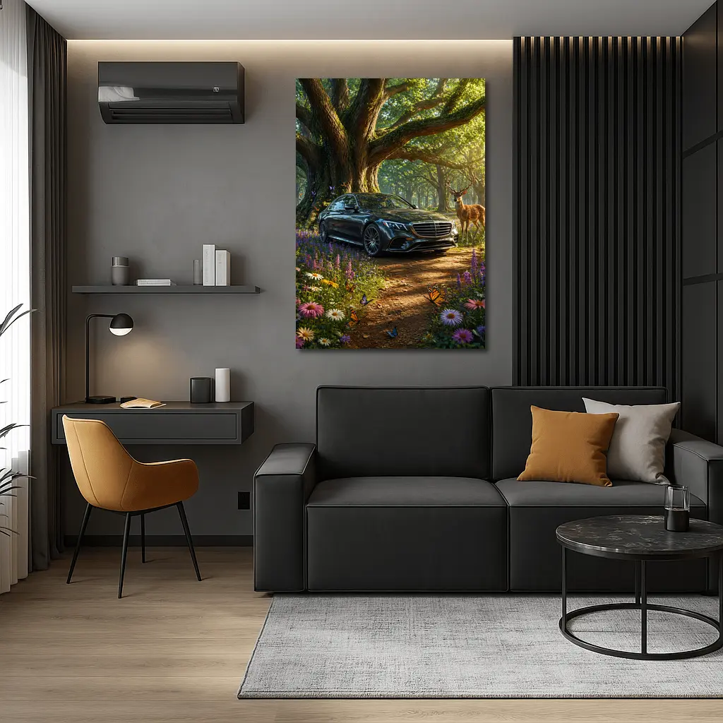 Mercedes S Class Parked In Enchanted Forest – Wall Art