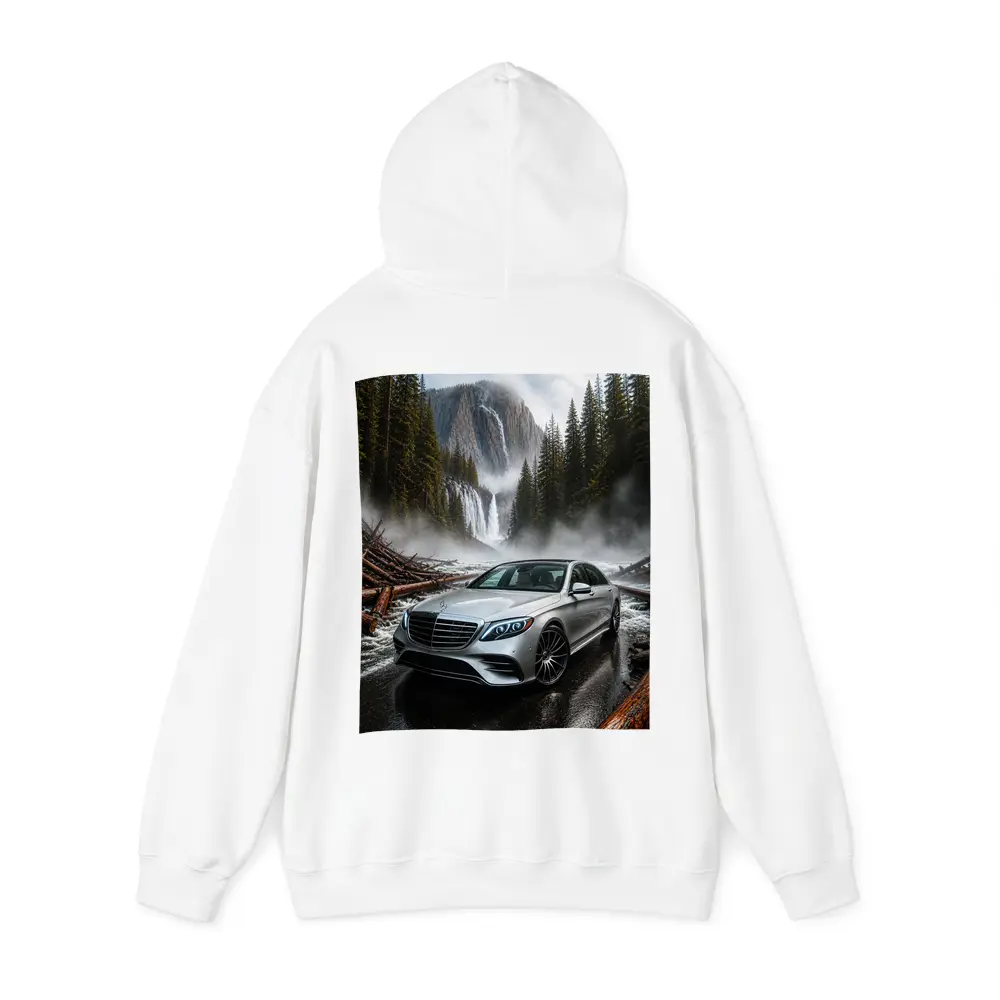 Mercedes S Class Silver Sedan Waterfall Forest – Hoodies