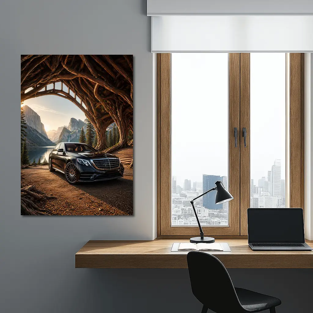 Mercedes S Class Black Mountain Lake Setting – Wall Art