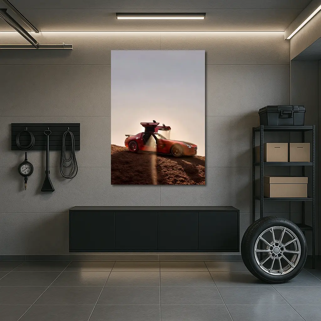 Mercedes SLS AMG Red Desert Gullwing – Wall Art