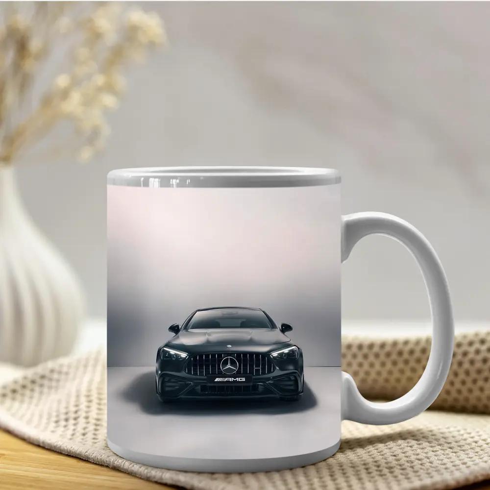 Mercedes AMG Black Coupe Studio Front View – Mugs